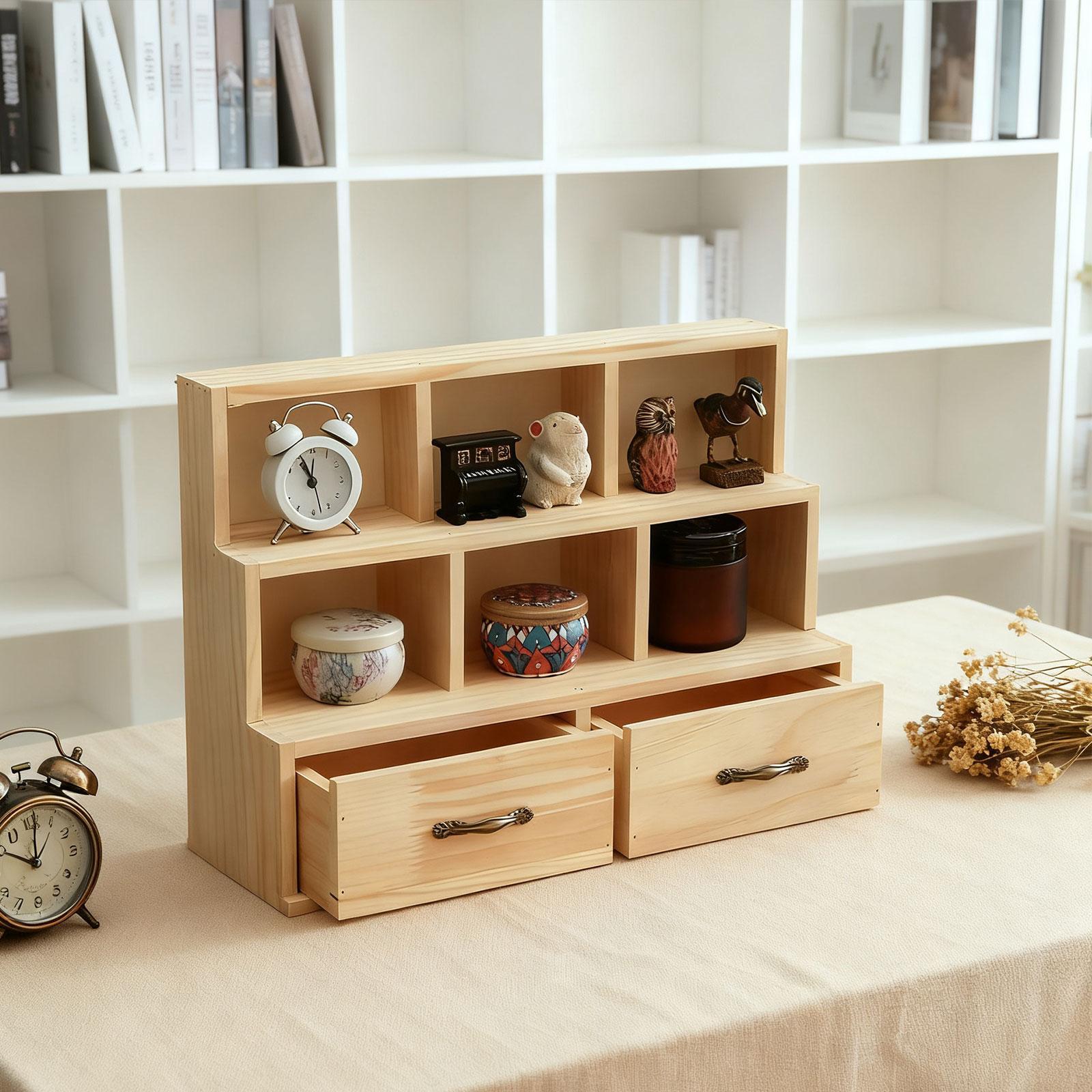 

Wooden Storage Cabinet Portable Desk Organizer for Home Decor Office Bedroom