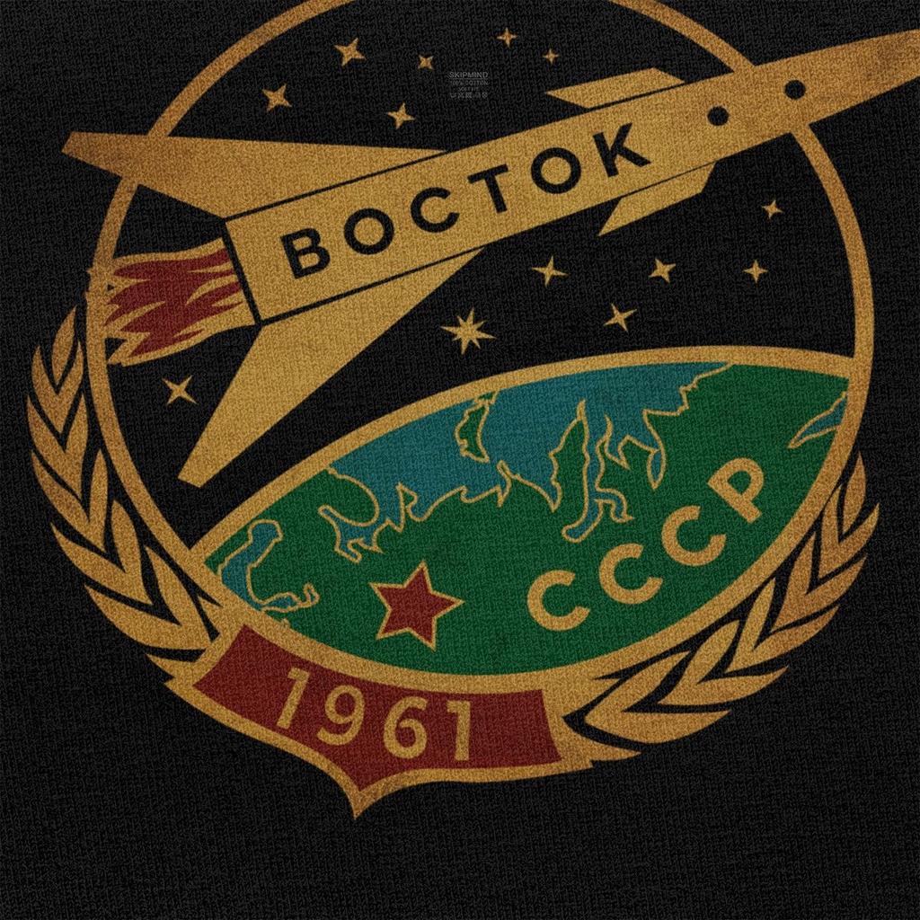 Vintage CCCP Soviet Union Vostok T Shirt Men Cotton 1961 Gagarin USSR T-shirt Short Sleeved Russia Astronaut Propagan Tees