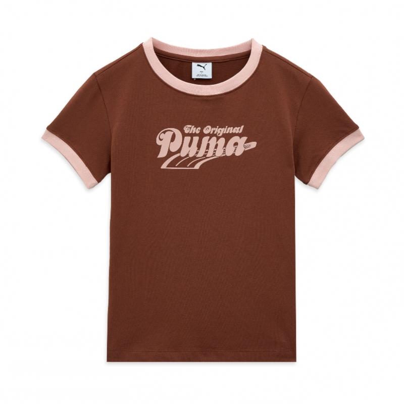 Puma Women S Original KniT ShorT Sleeve T ShirT 950303 brown 01/S