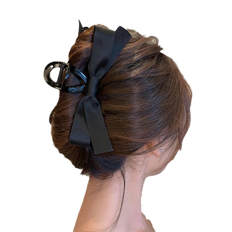 2024 Black Hepburn-Style Deluxe Bow Hair Clip for Women
