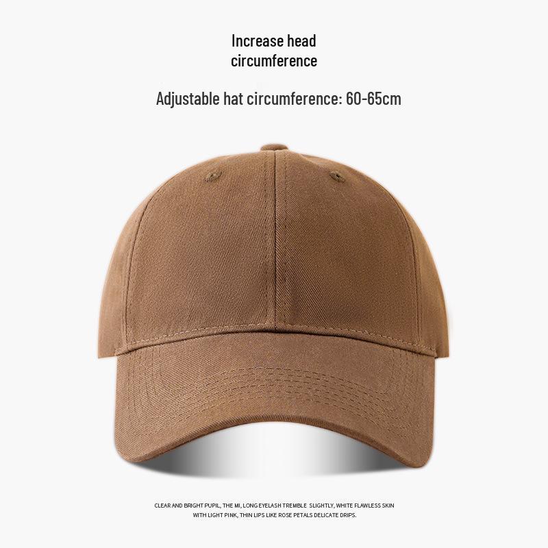 "65cm Unisex Solid Color Baseball Cap with Soft Top, Deepened and Widened Brim for a Slimmer Face Look."