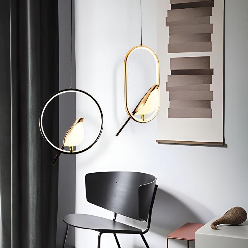 Nordic Magpie Bird LED Chandelier Lamps for Corridor Aisle LED Pendant Lights Hanging Lighting Fixtures for Bedroom Living Room