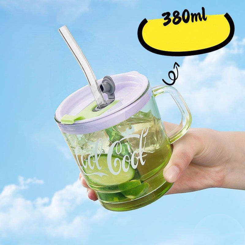 Shangqi Double Drink Glass Handle Straw Cup