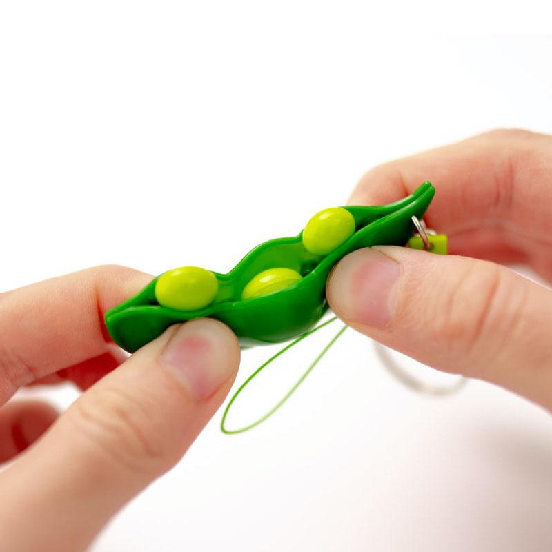 2PCS Fidget Toys Squeeze Pea Beans Keychain ADHD Decompression Toy Novelty Gifts Adults Children Juguetes Antiestrs Autismo