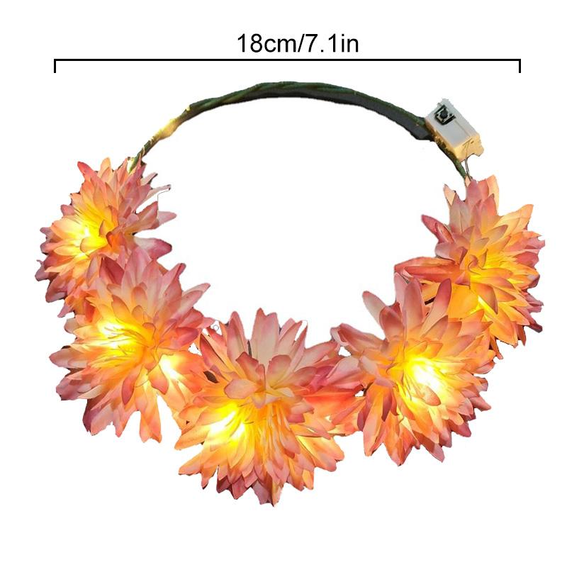 1PC LED Light New Simulation Flower Women Girl Beach Headband Wedding Birthday Favor Hairband Garland Hairband Glowing Wreath