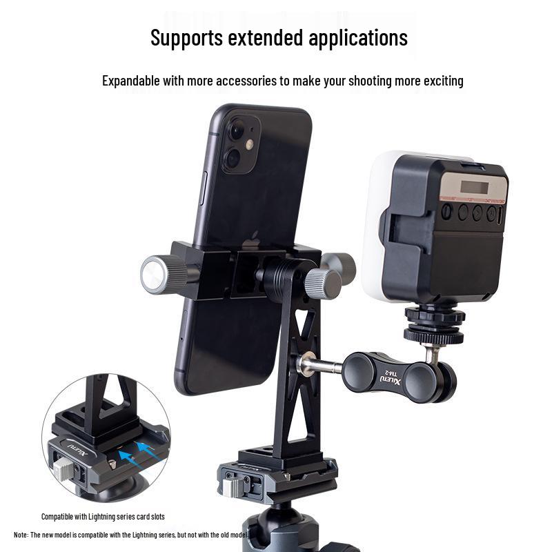 

Rotating Tripod Clamp: Horizontal/Vertical Broadcast & Desktop Mount with 3 Metal Brackets for Sturdy Shooting.