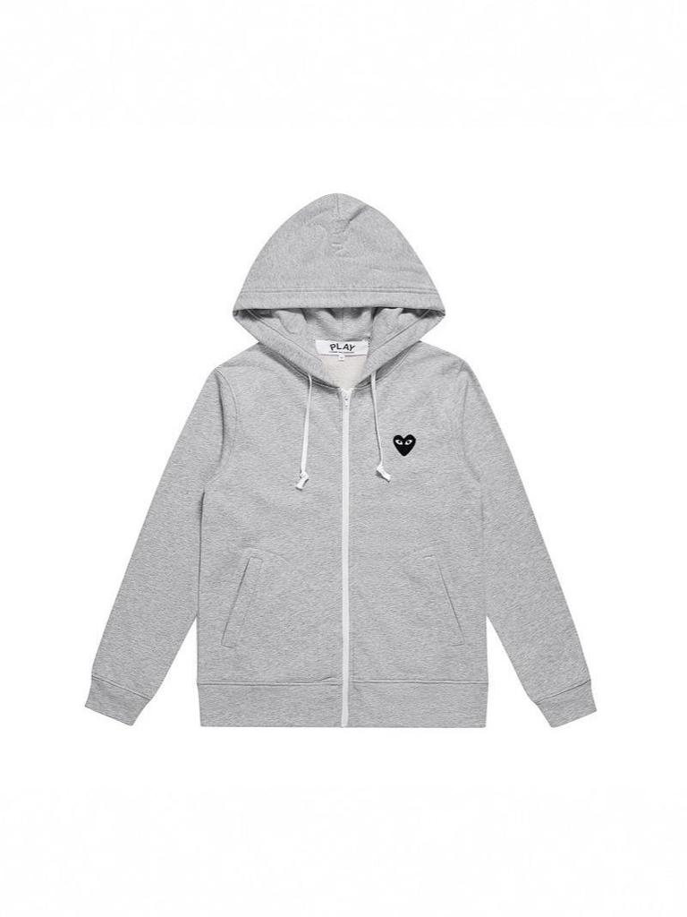 PLAY Liebe Herz Stickerei Reißverschluss Strickjacke Hoodie - Herren Plus Samt Herbst Kapuzenjacke Modell 2025