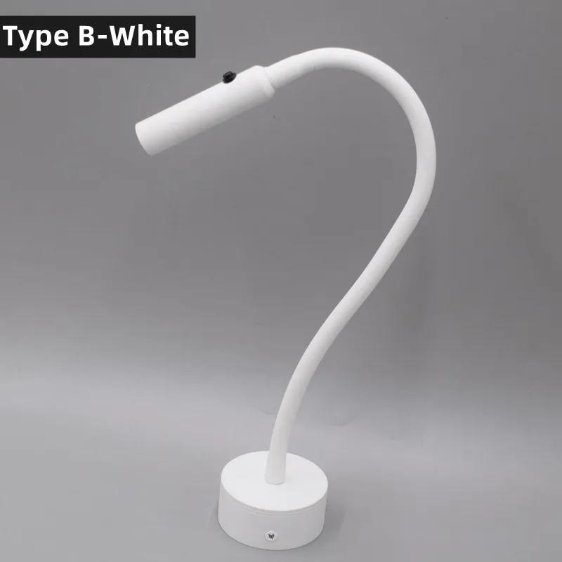 Lampă de perete cu LED-uri reglabilă pentru citire, 3W, furtun flexibil, aplice montată pe perete, pentru dormitor, pentru studiu, cu lampă de masă întrerupător