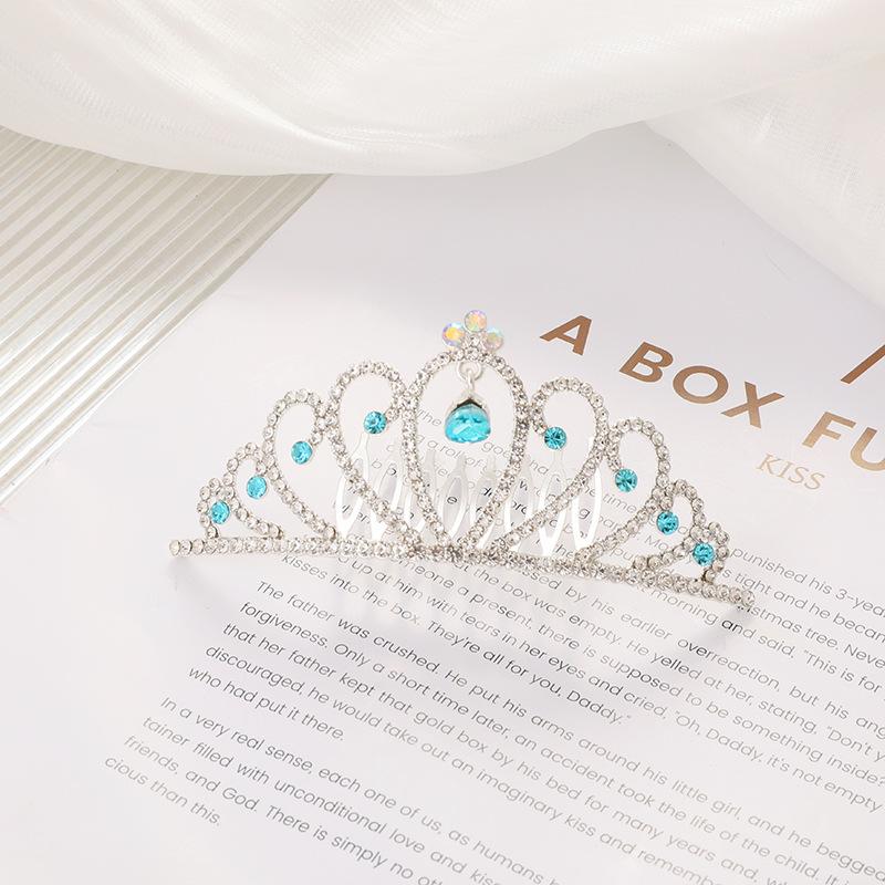 Children's Birthday Crown Hair Comb Princess Fashion Rhinestone Hair Plug Holiday Show Sweet Hairpin Accessories