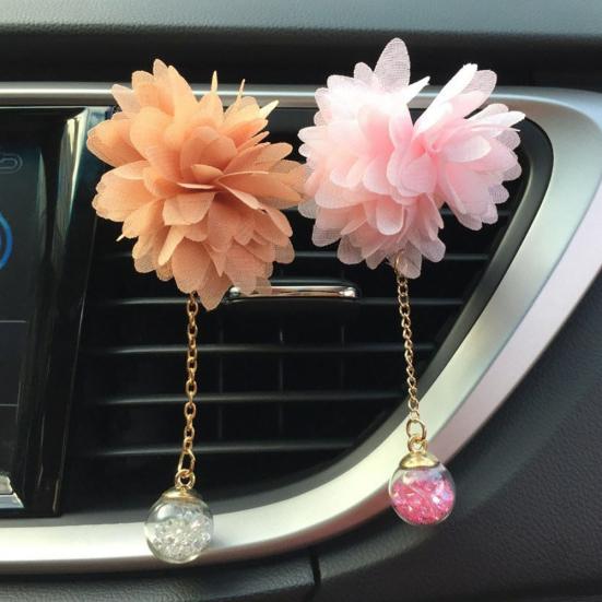 Flower Chain Ball Pendant Car Air Vent Freshener Perfume Clip Aroma Diffuser