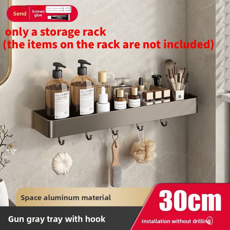Gun Gray Aluminum Bathroom Shelving Unit For Shower And Toilet Storage