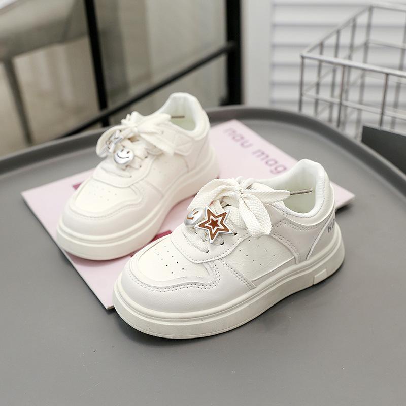 2025 New Children's Little White Shoes Girls' Students Comfortable Sports Board Shoes Boys' Versatile Lightweight Casual Shoes Tide