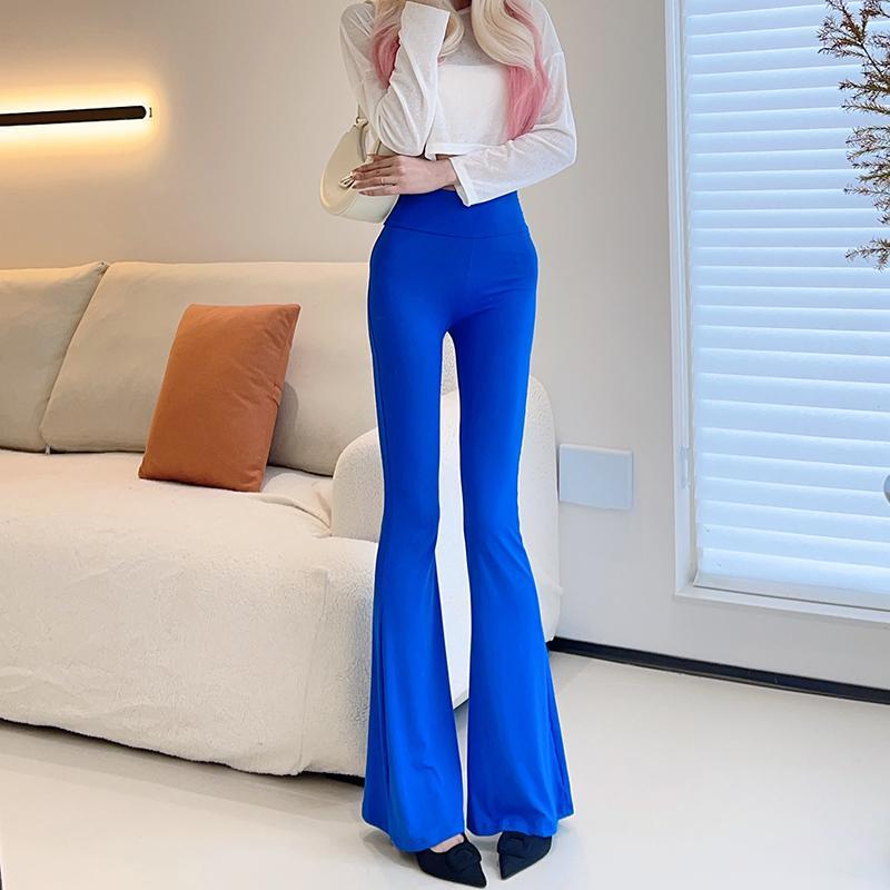 Spring Thin Women's High-waisted Flared Pants Slim Fit Trousers Printed Stretch Flared Pants