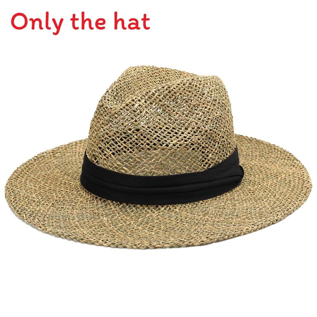 Fashion Woven Straw Hat With Wide Brim And Strap Decoration For Daily Wear