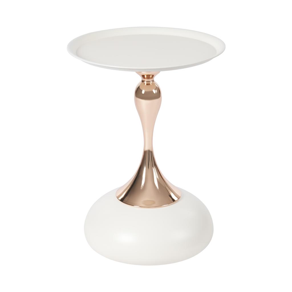 Round Side Table, Modern Metal Pedestal Table Corner Accent Tables Fluted Circle Decorative Drink Martini Table for Living Room