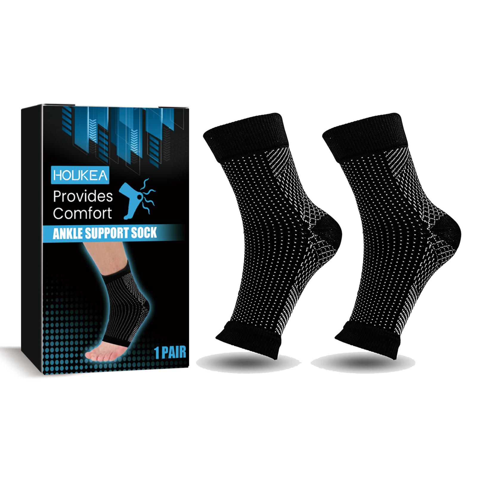 HOUKEA HKA06-A046-1-BK1 1 Pair Plantar Support Socks Outdoor Sports Cycling Fitness Anti-Slip Foot Guard Elastic Socks A