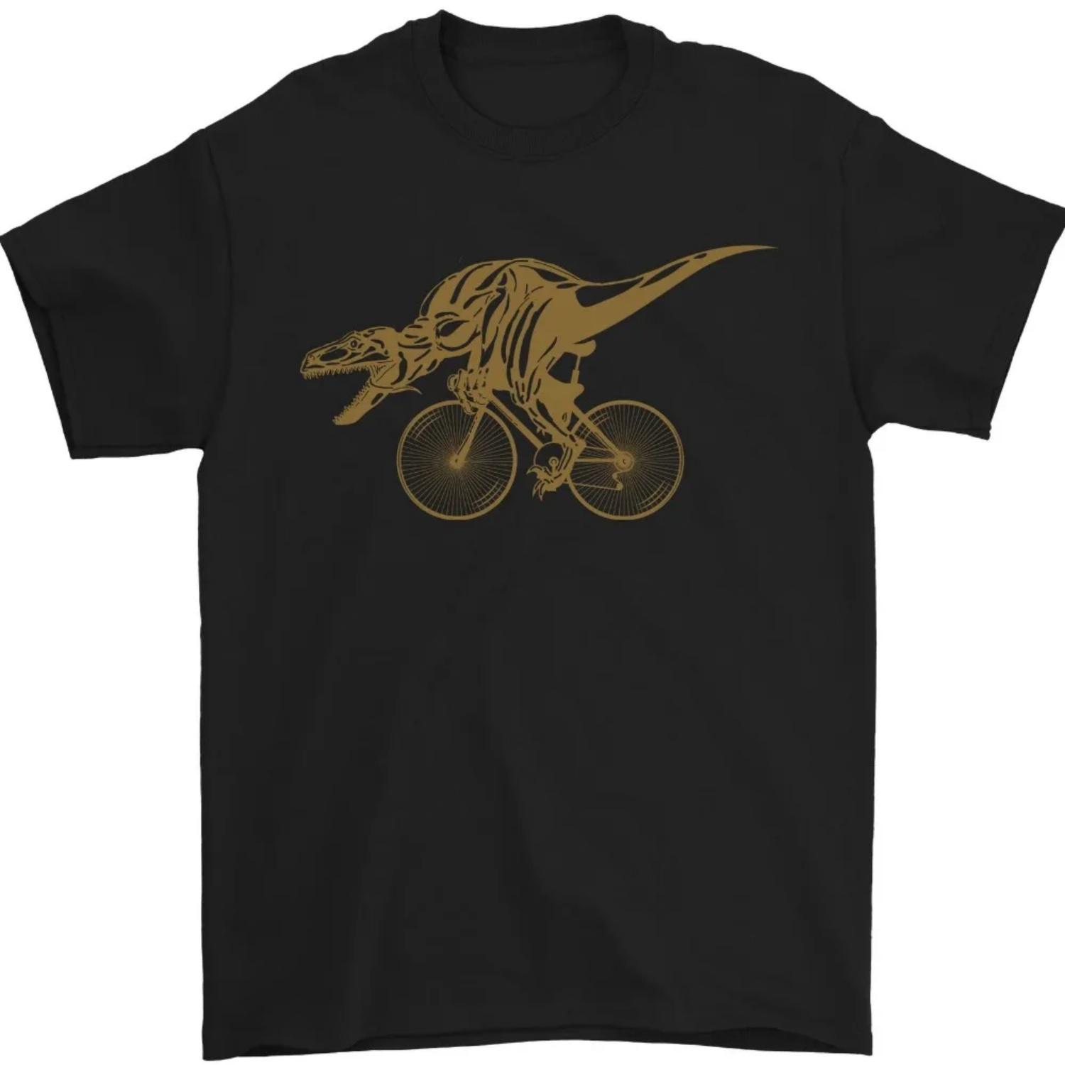 

T-Rex Riding A Bicycle Mens T-Shirt Dinosaur Cycling Funny Novelty Shirt Men Summer Daily Life Crewneck Cotton Short Sleeve XXXXXL чорний