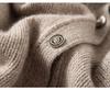 Navy Heavy Craftsmanship Cashmere Cardigan: Women's Loose Knit Sweater, Thickened Collared Casual Top