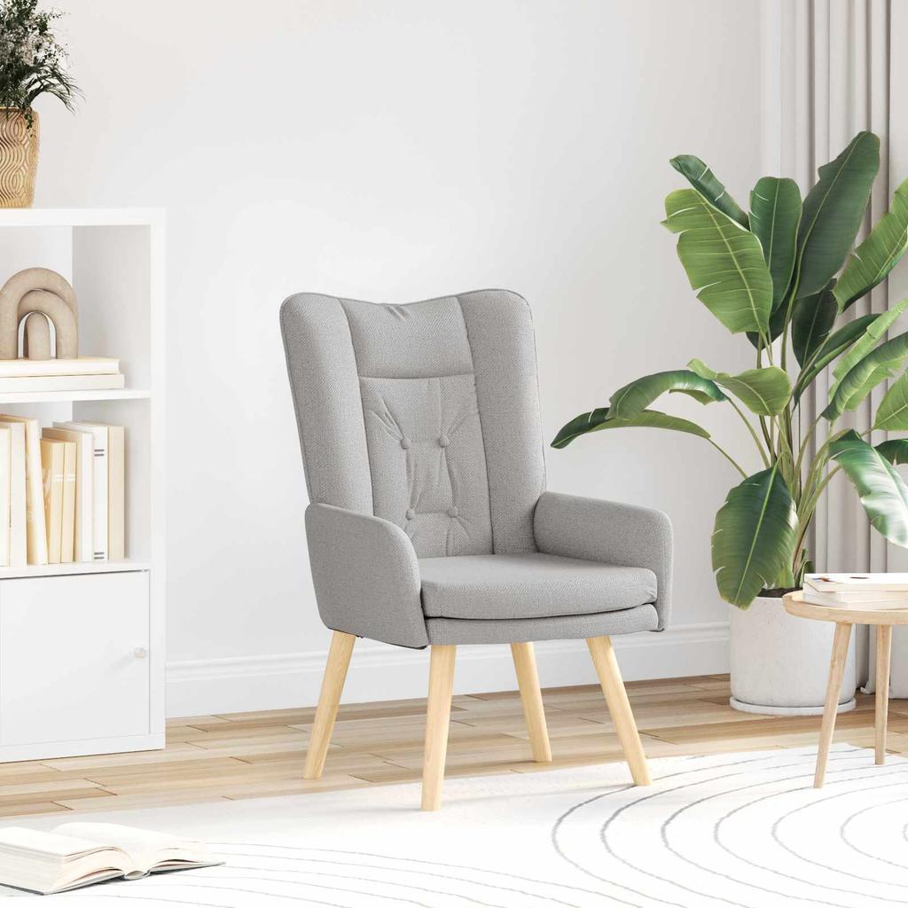 Armchair Cloud Gray Fabric and Plywood