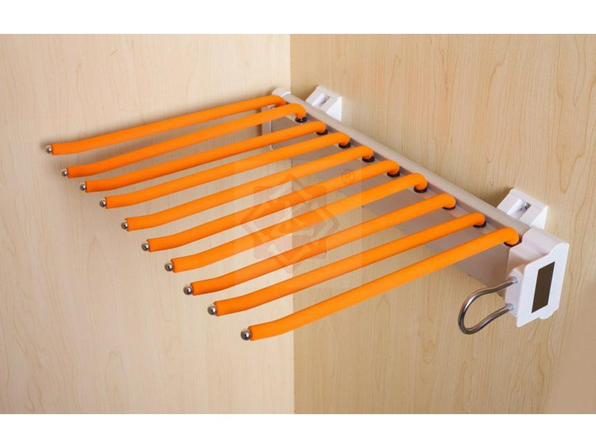 Side-Mounted Pull-Out Telescopic Trouser Rack with 10 Rods for Walk-In Closets