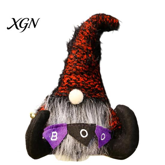 Striped Knitted Gnomes Halloween Plush Gnome Decoration, Spooky Boo Swedish Tomte Elf Figurine, Decorations Scandinavian Dwarf Ornament for Home Table