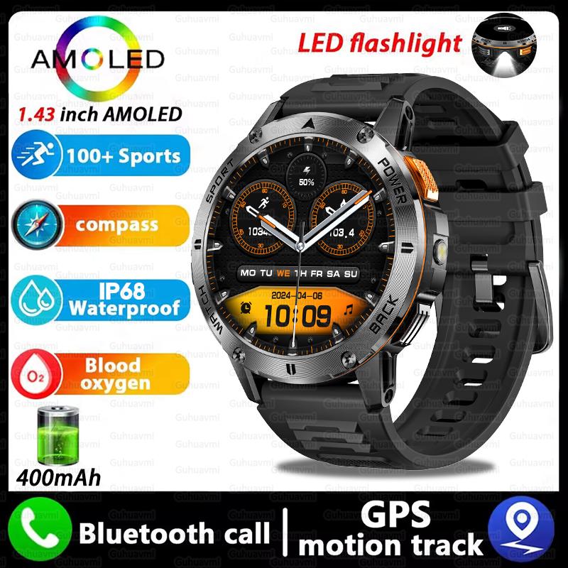 New GPS Outdoor Smartwatch 1.43'' AMOLED Display 100+ Sports Modes Voice Calling Smart Watch Men Military Grade Toughness Watch