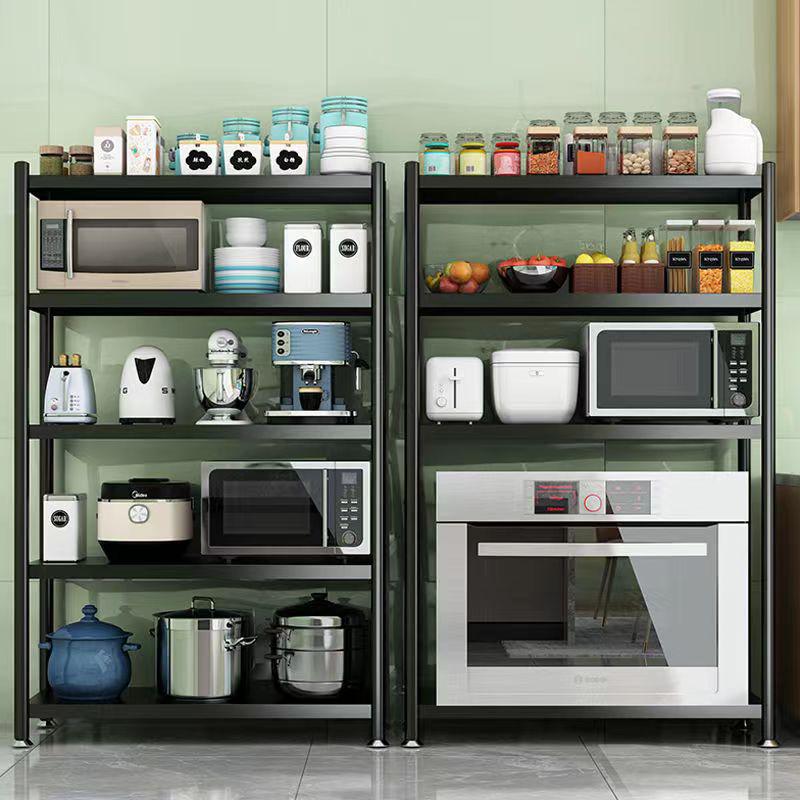 Multi-Layer Kitchen Floor Rack: Multi-Function Microwave and Cookware Storage (Non-Stainless Steel)