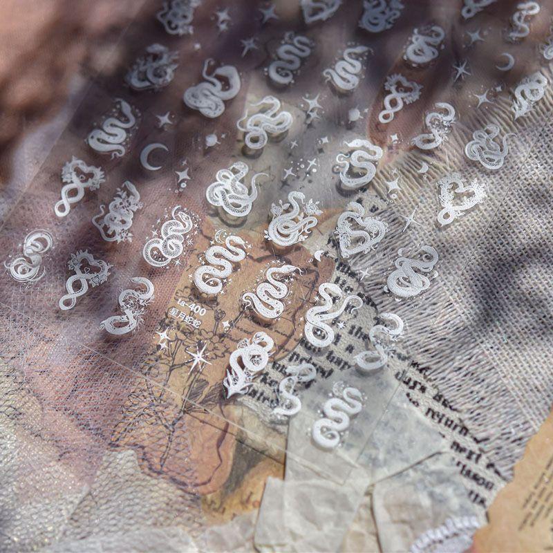 

Xingyue Snake Knot Nail Stickers New Arrival Internet Celebrity Ins Relief Punk Goth Dark Nail Stickers Decorations White Star Moon Snake Snake 400 (Thin and Tough)