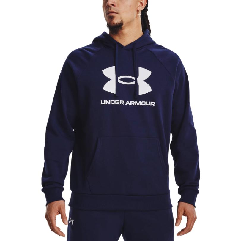 Under Armour Rival Fleece Sweatshirts Men's Navy Blue Hooded Moderate Regular 1379758-410