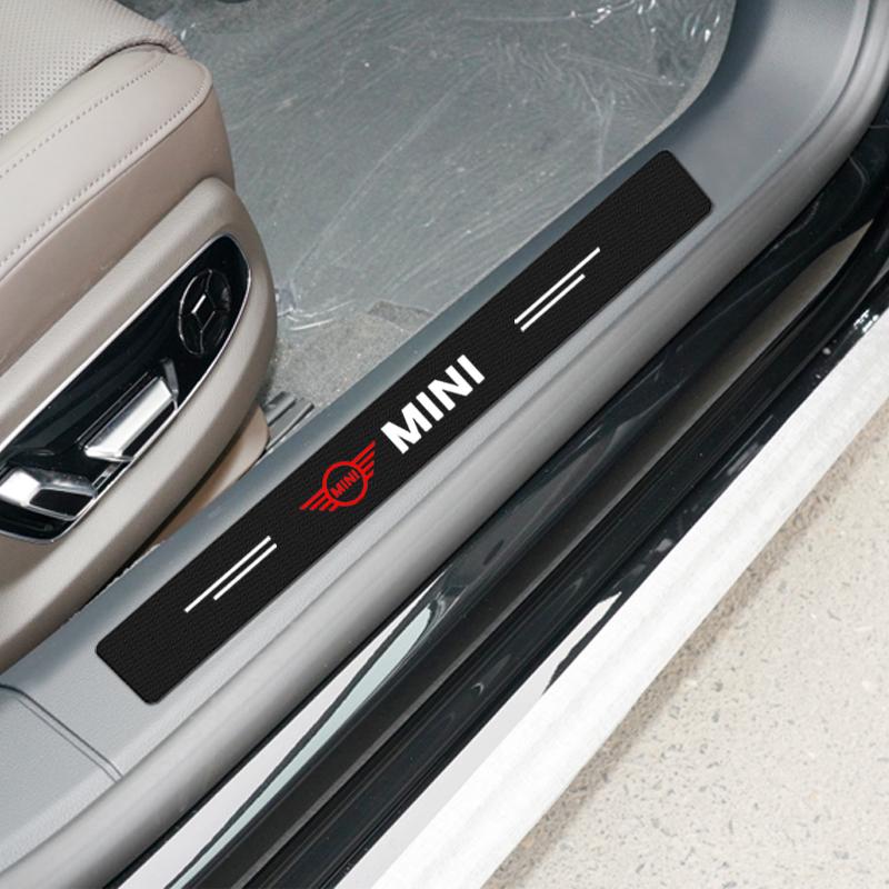 4Pcs Carbon Fiber Car Door Sill Protection Sticker Anti-scratch Refit For BMW Mini Cooper F54 F55 F56 R56 R60 SONE Roadster Clubman Coupe