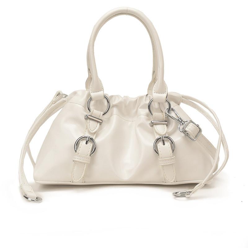 IELGY Soft Leather Pleated Portable Cloud Bag Shoulder Crossbody Female Bag