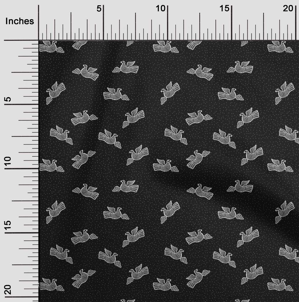 oneOone Tissu Coton Flex Marron Pois & Oiseau Bloc Tissu à Coudre au Mètre Imprimé Fournitures de Couture pour Vêtements DIY 40 Pouces