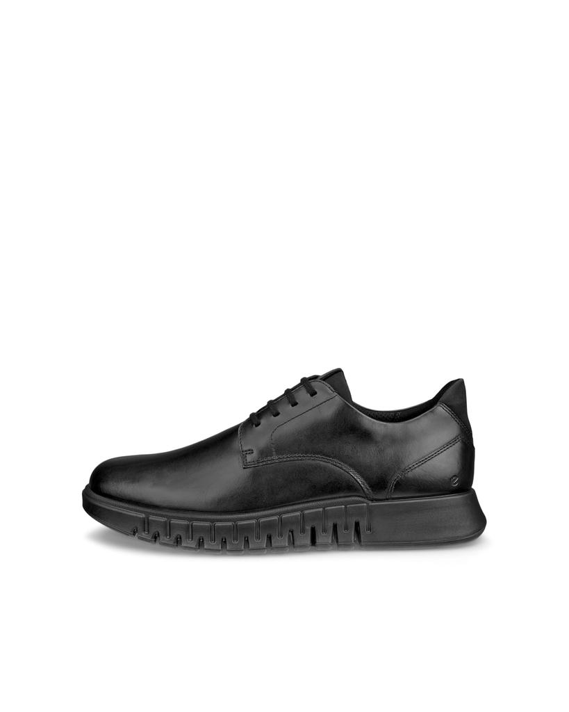 ECCO GRUUV STUDIO M Herren Echtleder Derby Schuhe, Schwarz/Schwarz, Größen 26.5cm-27.0cm, 3E
