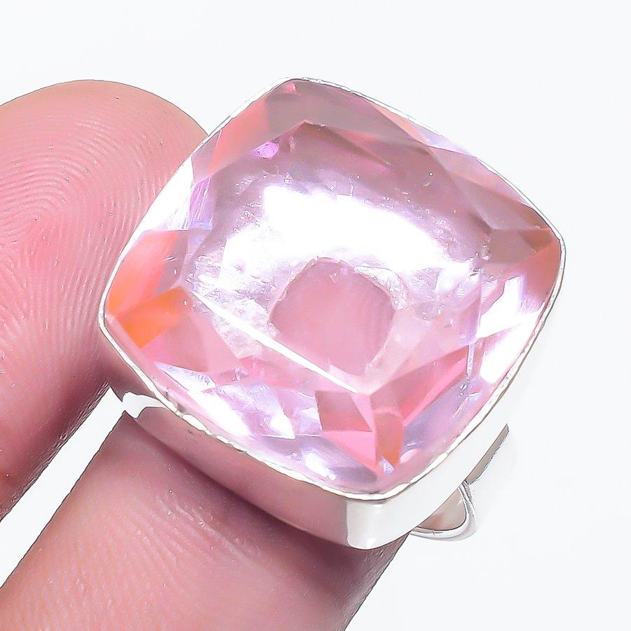 Natural Pink Kunzite Gemstone 925 Sterling Silver Jewelry Ring Size 9.5 L6r37