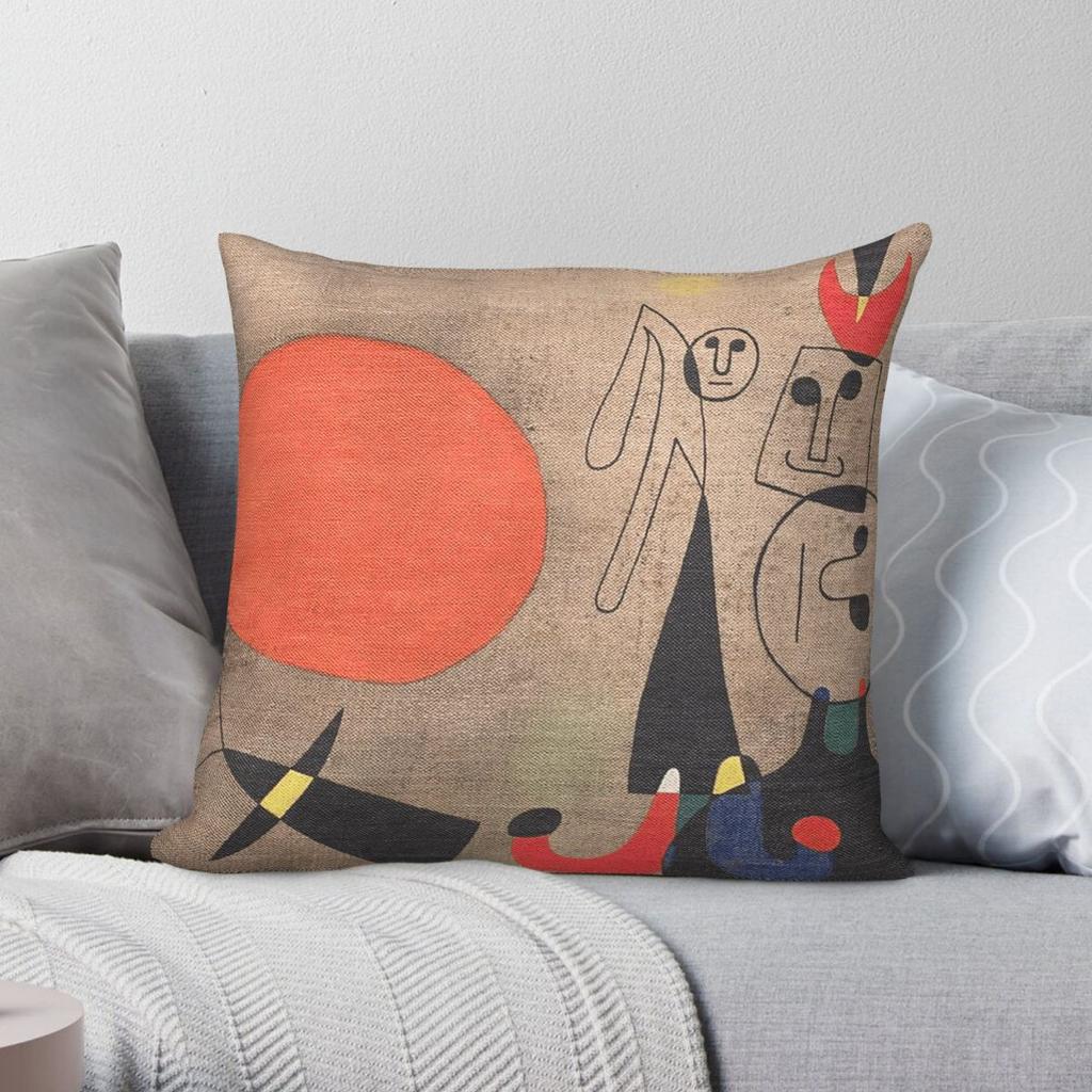 Joan Mir Surrealism Square Pillowcase Polyester Linen Velvet Pattern Zip Decor Pillow Case Sofa Seater Cushion Case