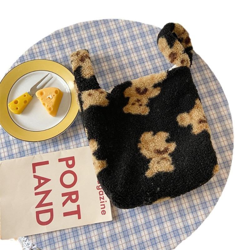 2 Retro Cute Lamb Plush Bear Handbag Bag Casual Student Shoulder Bag Handbag Bento Bag