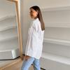 White Cotton Lace-up Waist Cinching Shirt Simple Fashion Women's Blouses Polo Neck Single Breasted Long Sleeved Top Commut HarajukuStyle Spring Summer