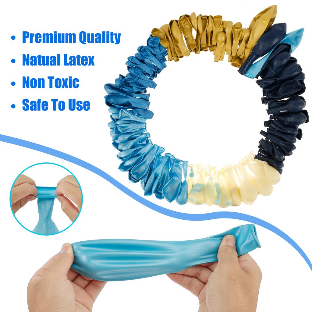 161 Stück Blaues Ballonbogen-Set Hellblaues und Metallic-Goldenes Ballongirlanden-Set Latex Blauer Paillettenballon Ballon in verschiedenen Größen