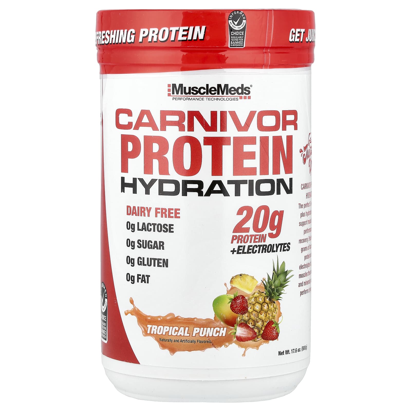 

MuscleMeds, Carnivor Protein Hydration, Tropical Punch, 500g (17.6oz)
