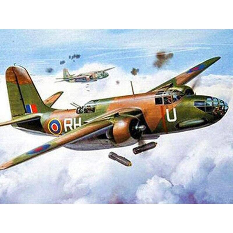 Ny 5D gör-det-själv-diamantmålning Flygplan Diamantbroderi Fighter Cross Stitch Full Rund Borr Hantverk Konst Heminredning Present