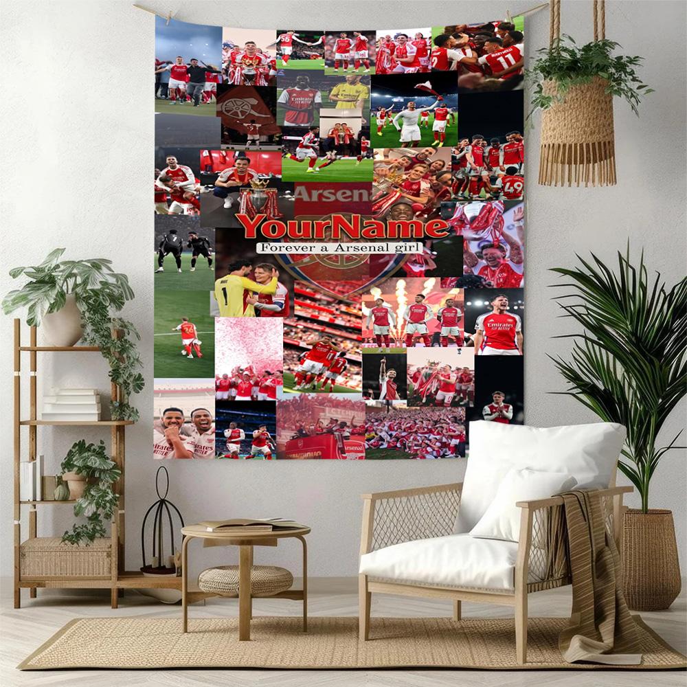 Arsenal Custom Ditt Navn Vægdekoration Vægtæppe Kunst Til Kæledyrsminde Fødselsdag Bryllupsfest Baggrund Familiegave