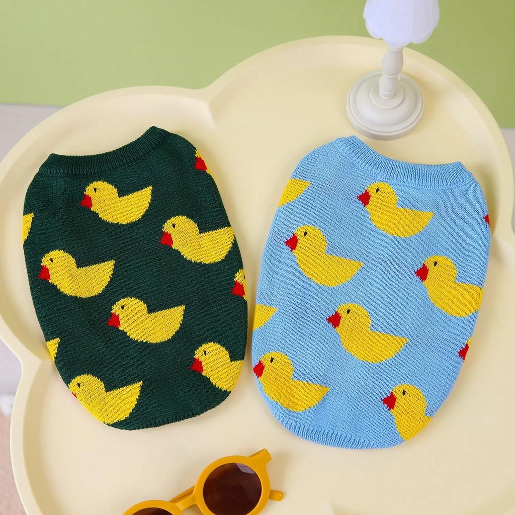 Pet Cartoon Duck Cat Sweater Autumn and Winter Pet Clothes Knitted Pullover Pet Sweater Dog Christmas Clothes Sweater