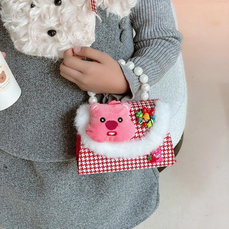 Pink Playful Pearl Handbag With Bow For Girls Perfect For Daily Outings Gifts And