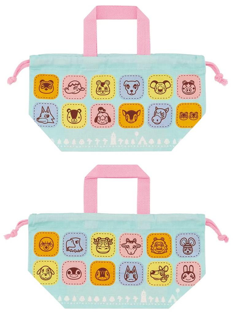 Skater Lunch Bag with Animal New Made in Children's Drawstring, Crossing Horizons, Japan, KB7-A