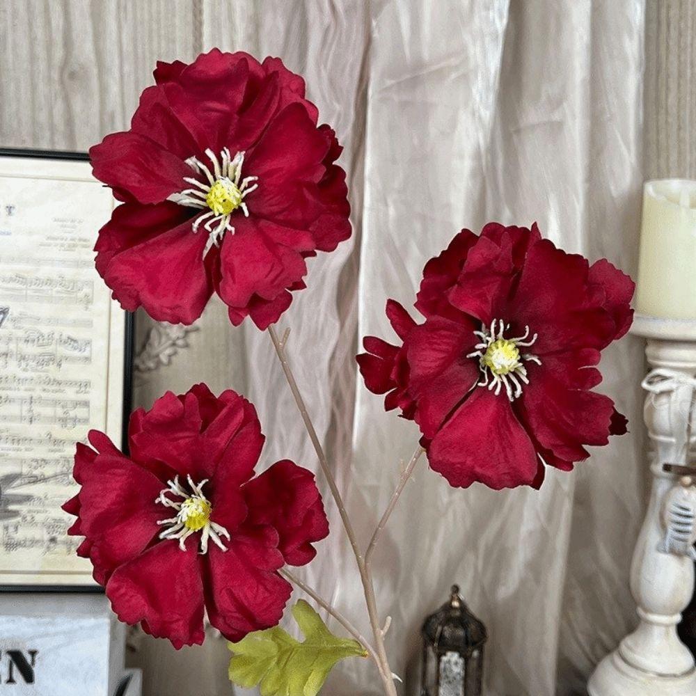 New 3 Heads Artificial Simulation Flowers Long Stem DIY Silk Flower Bouquet Bridal Bouquets Lifelike Flowers Floral Arrangement