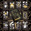 Mystic Noir Elegant Black & Gold Tarot Deck 10*6cm, Full 78-Card Set in Metal Tin, Travel-Size Deck for Wisdom and Guidance