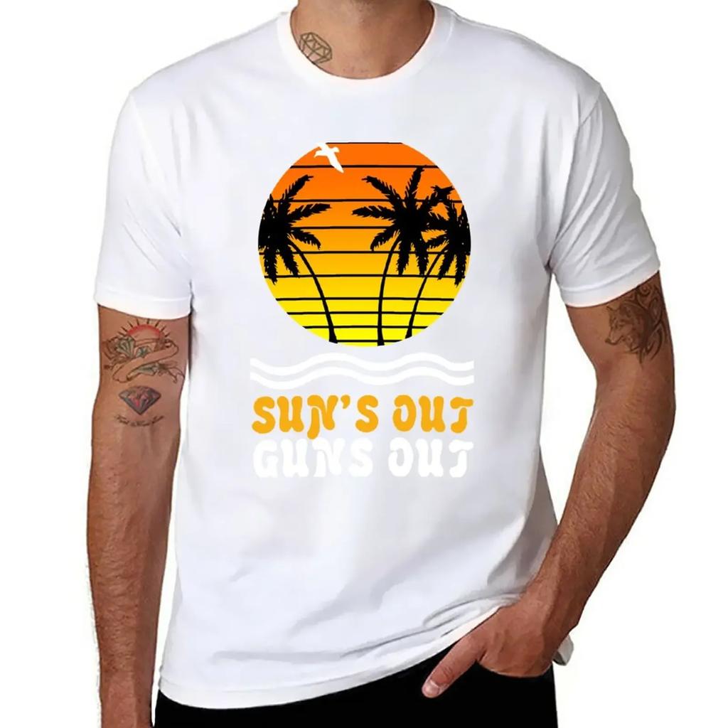 Suns out guns out suns geek funny nerd T-Shirt blacks quick-drying graphics Men's clothing