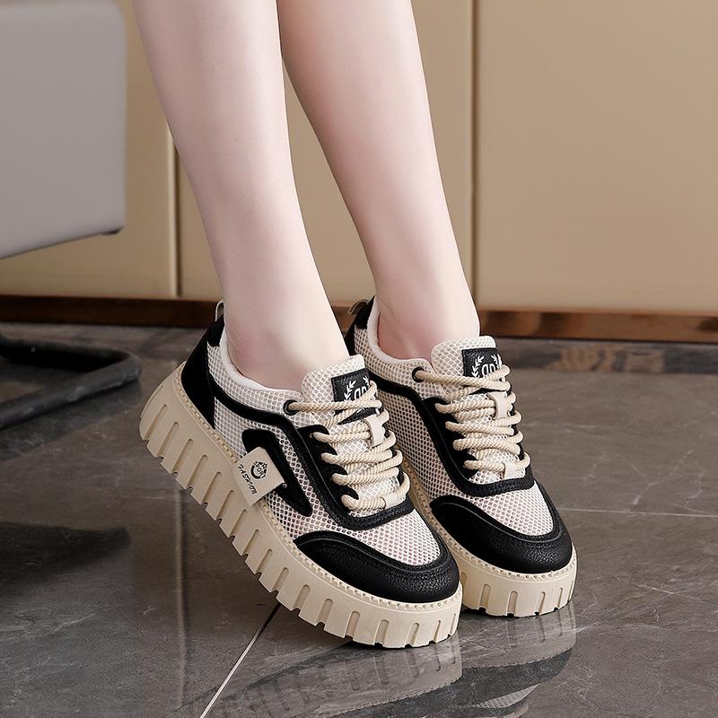 2025 summer little white shoes new Korean version ins female students height increase breathable sports board shoes trendy casual shoes T78-1