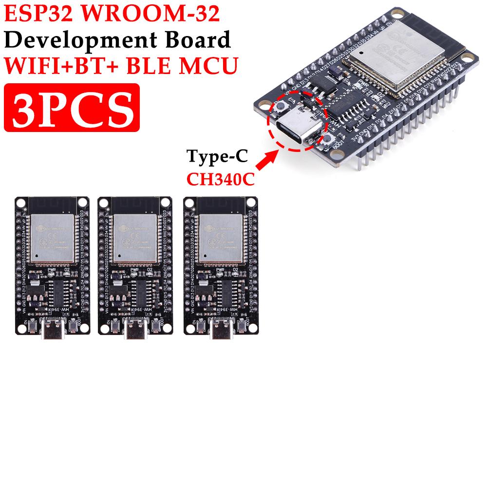 ESP32 WROOM-32 Development Board USB CP2102/ TYPE-C CH340C WiFi+Bluetooth Ultra-Low Power Consumption Dual Core Wireless Module