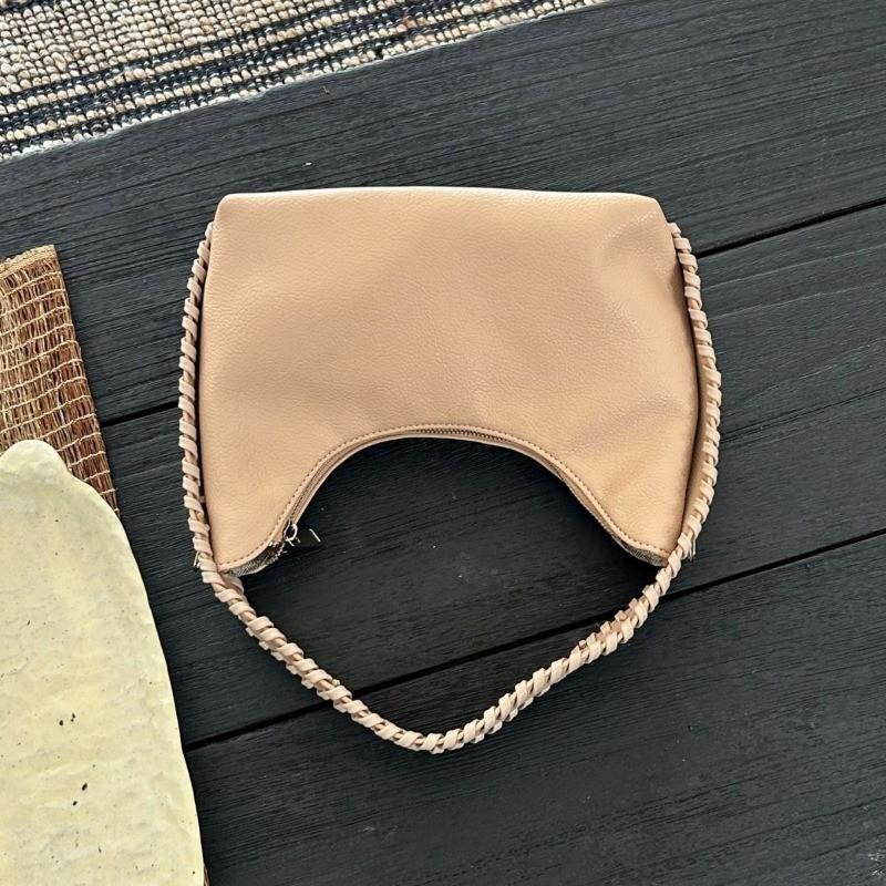 IELGY Woven Texture Fashion Underarm Bag Solid Color All-Match Crescent Bag Simple Trendy Portable One-Shoulder
